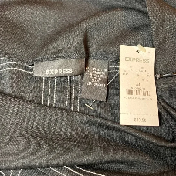 Express Black Pencil Skirt White Stitching Career Business‎ Professional NWT - Picture 4 of 5